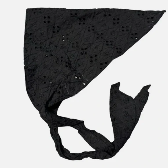Free People Claro Eyelet Hair Scarf. NWOT Black - Picture 3 of 4